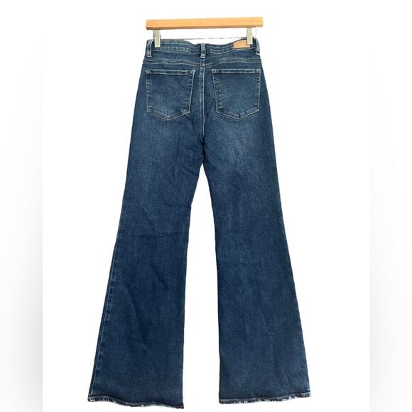 LOLA Premium High Rise Flared Denim Jeans Womens Size 8 Dark Wash Edgy Simple - Picture 5 of 14